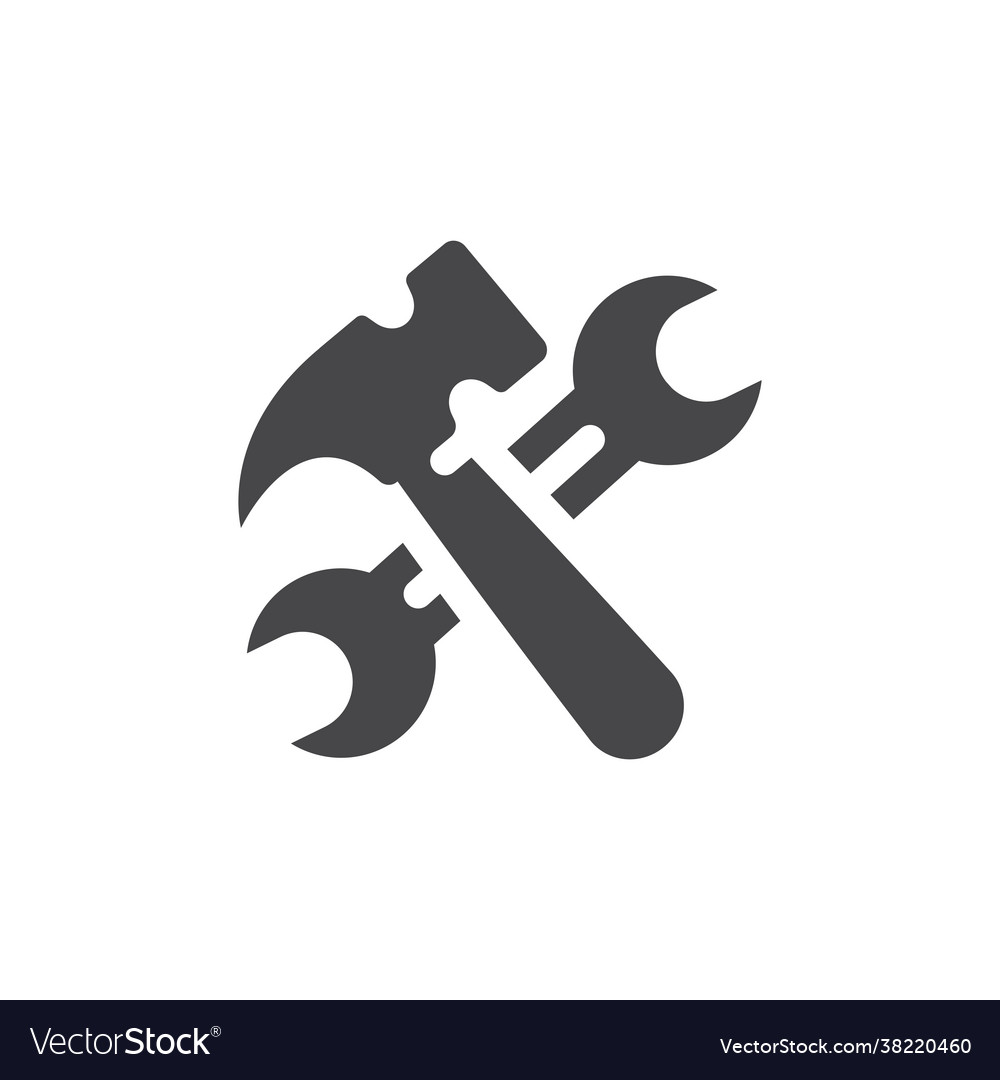 Wrench or spanner and hammer crossed icon