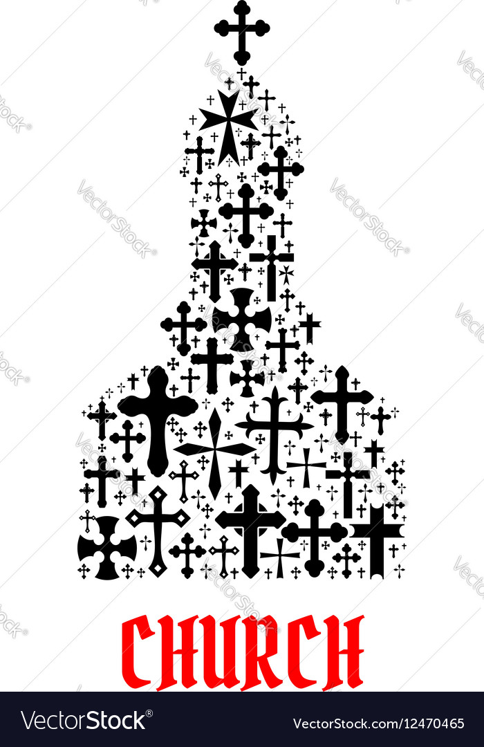 Church icon Religion cross christianity symbols Vector Image