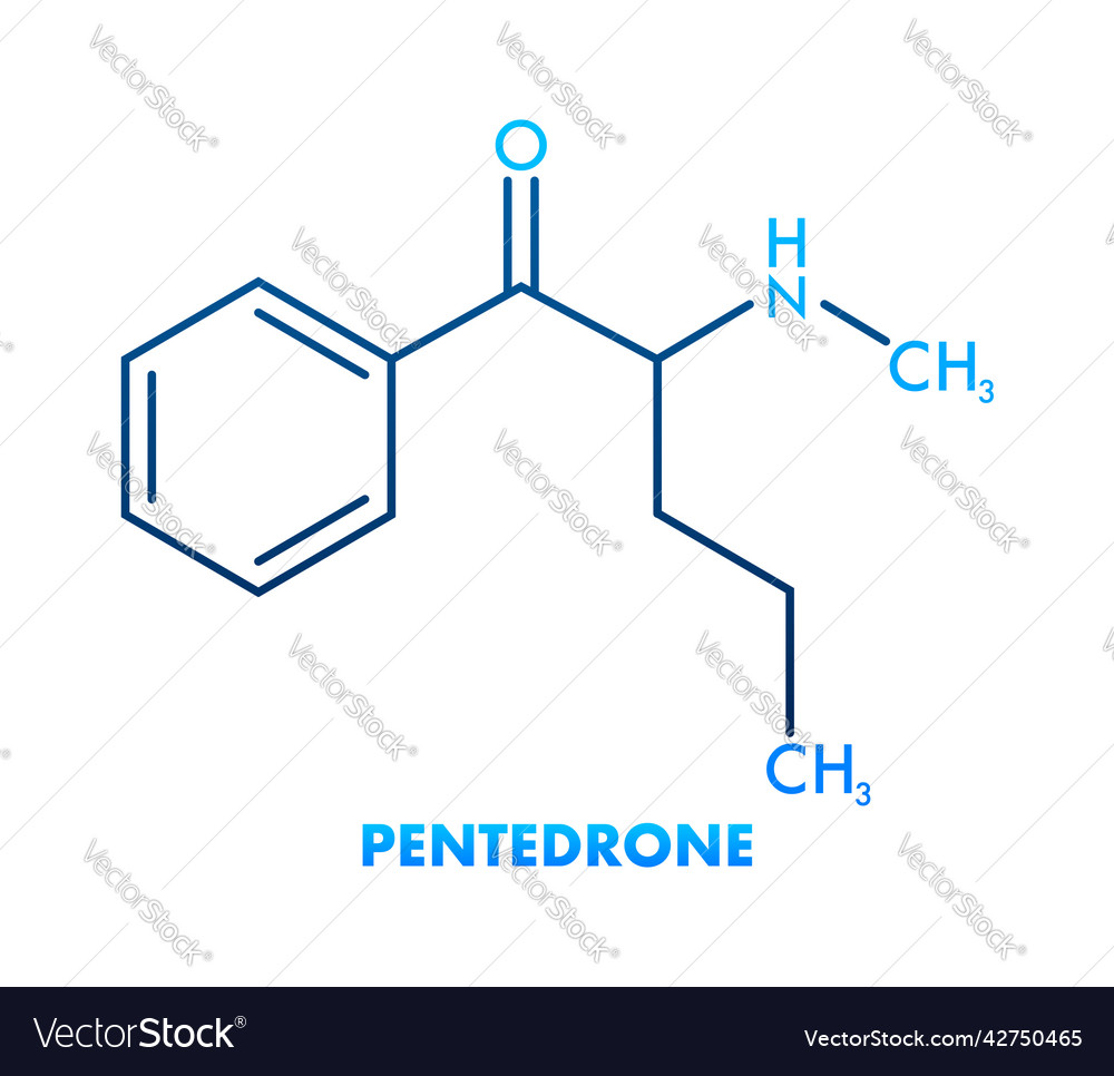 Pentedrone formula molecular structure Royalty Free Vector