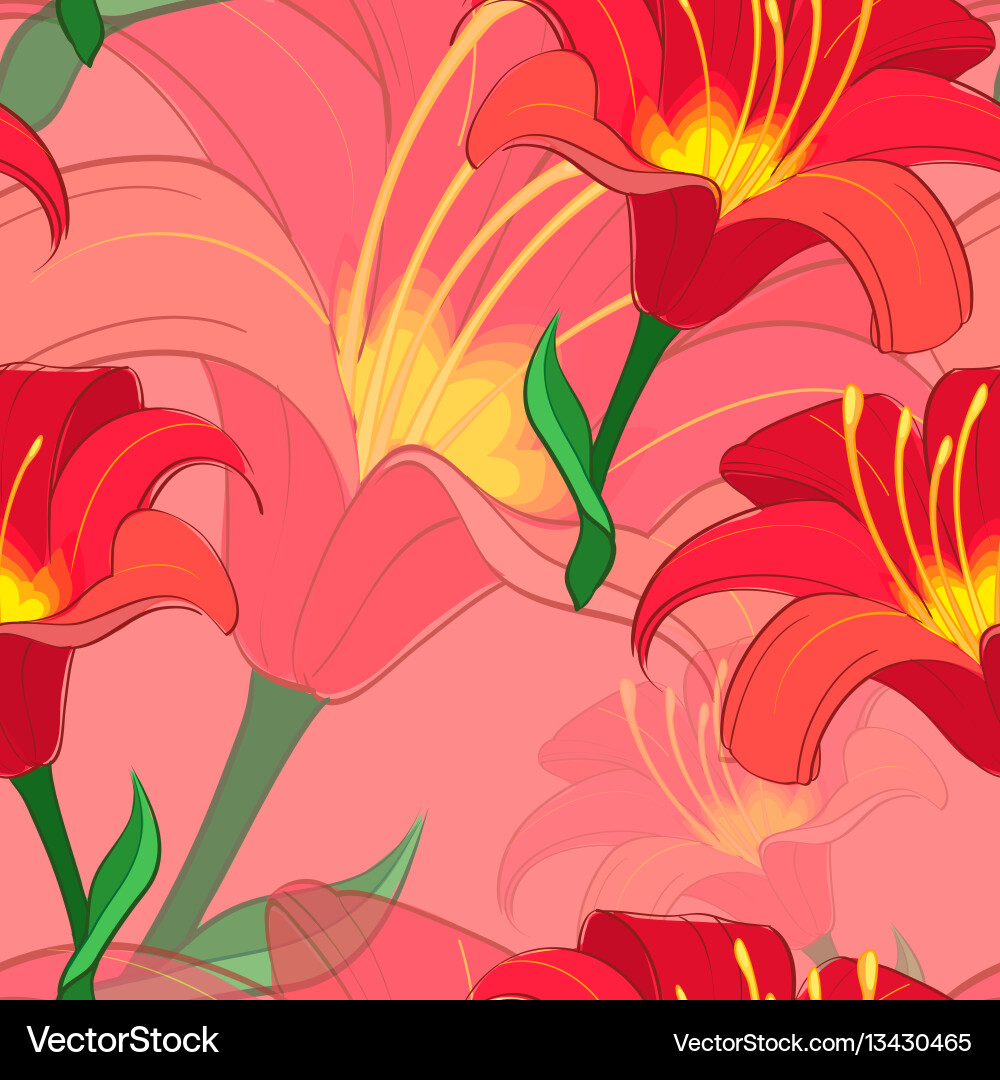 Seamless lily pattern Royalty Free Vector Image