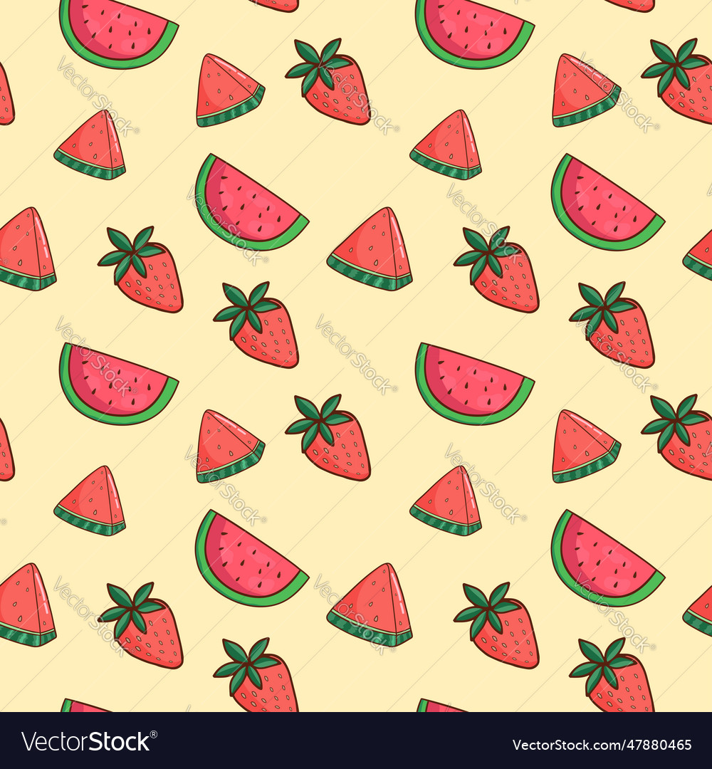 Seamless summer fruits pattern with watermelons Vector Image