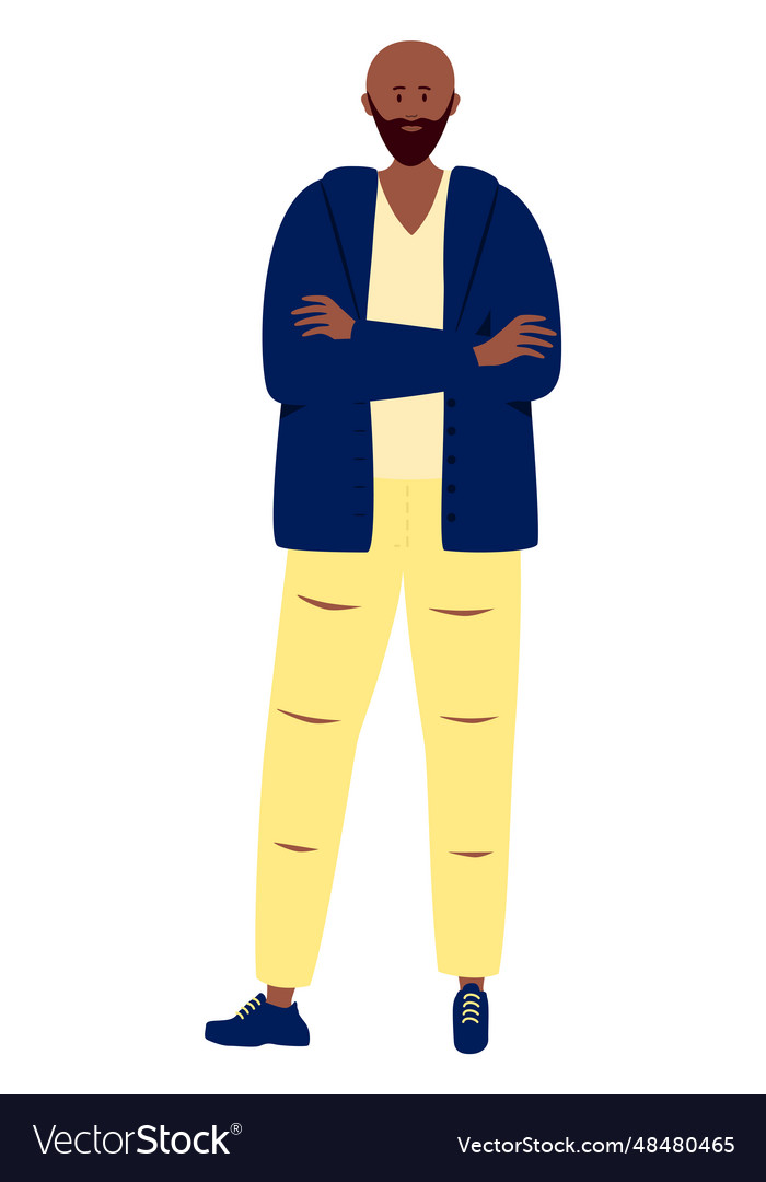 Stylish black man young male student character Vector Image