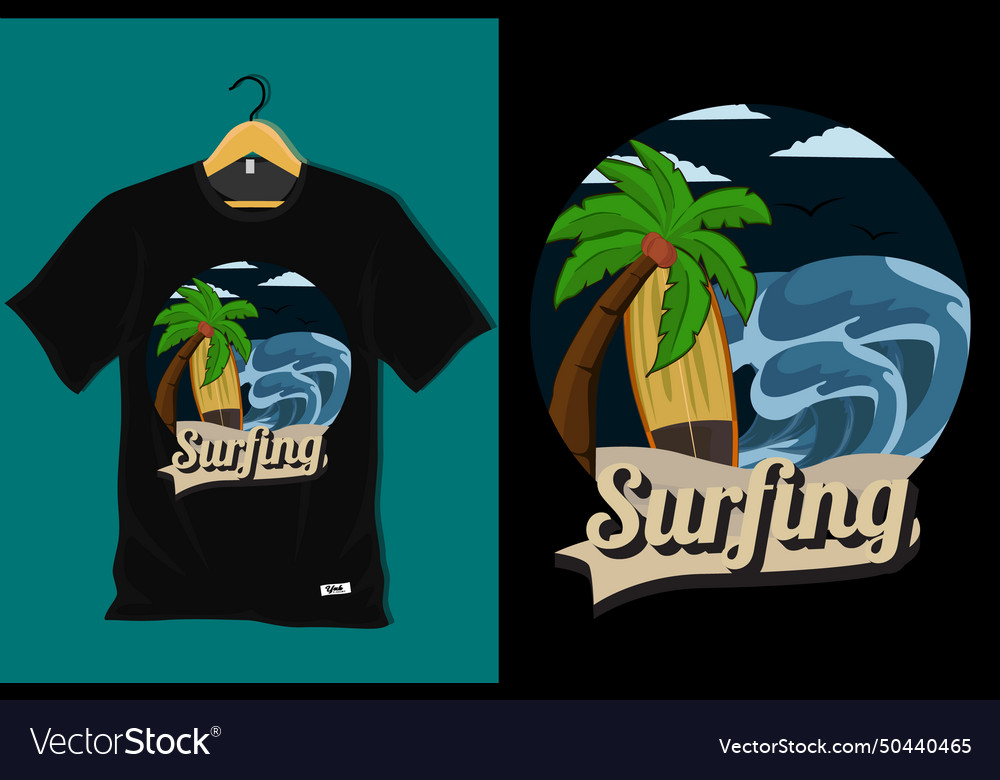 Surfing retro vintage t shirt design