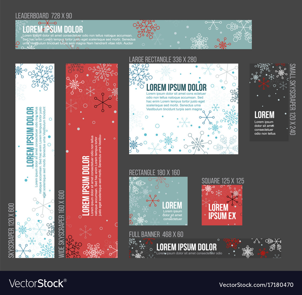 8 Standard Size Winter Christmas Banner Templates Vector Image