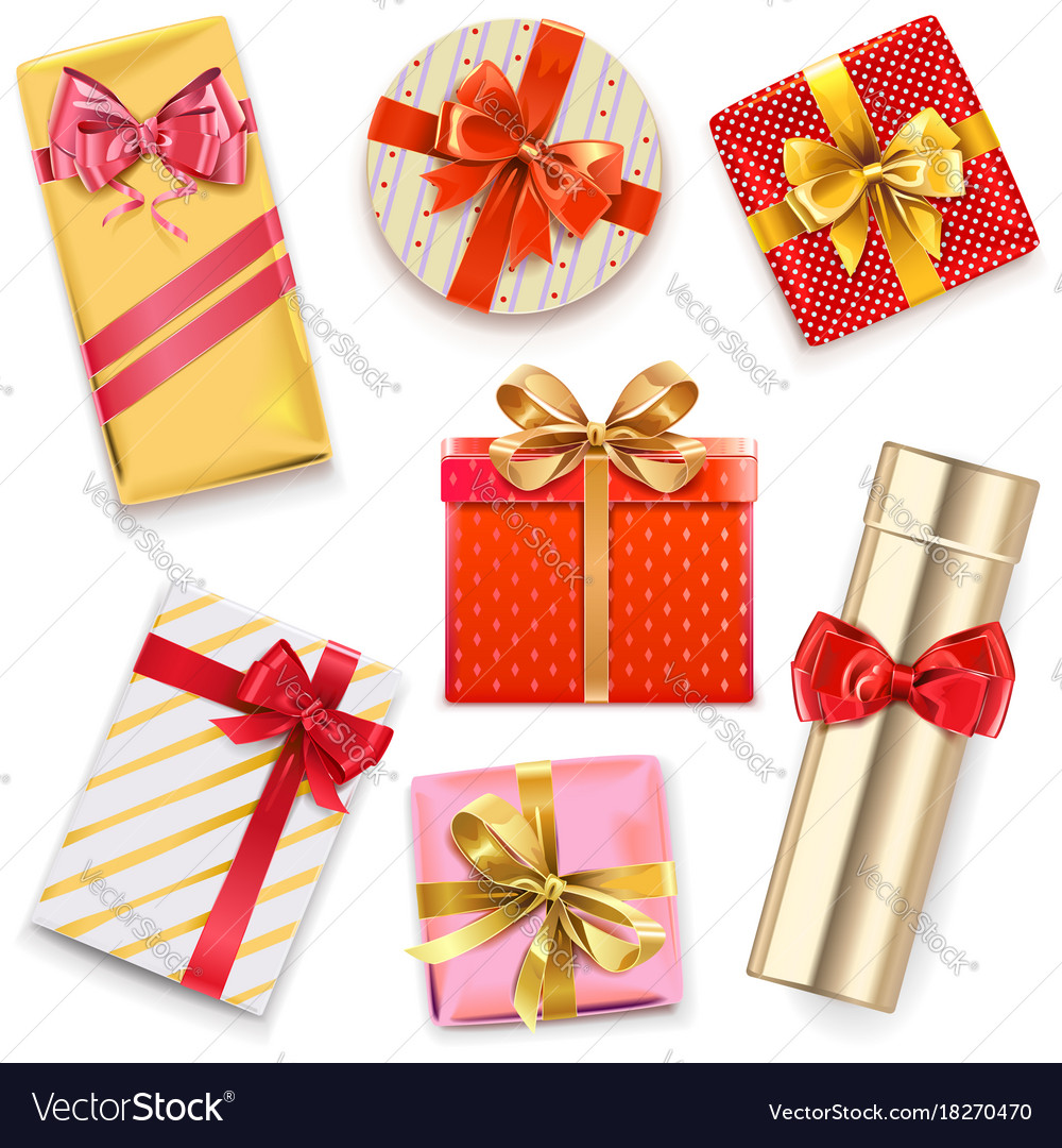 Glossy gift boxes Royalty Free Vector Image - VectorStock