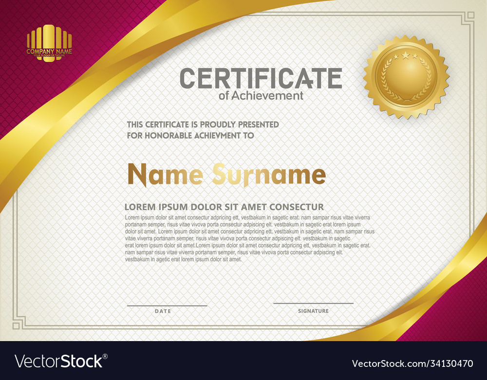 Luxury horizontal certificate template Royalty Free Vector