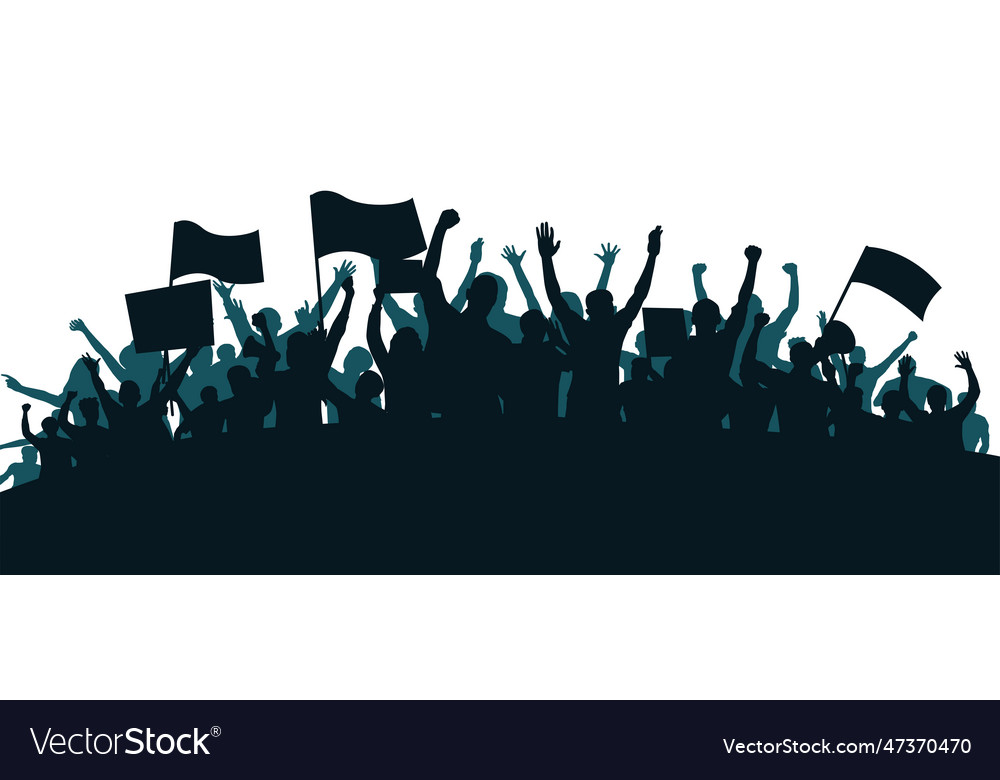 Protesters enraged crowd of people silhouette Vector Image