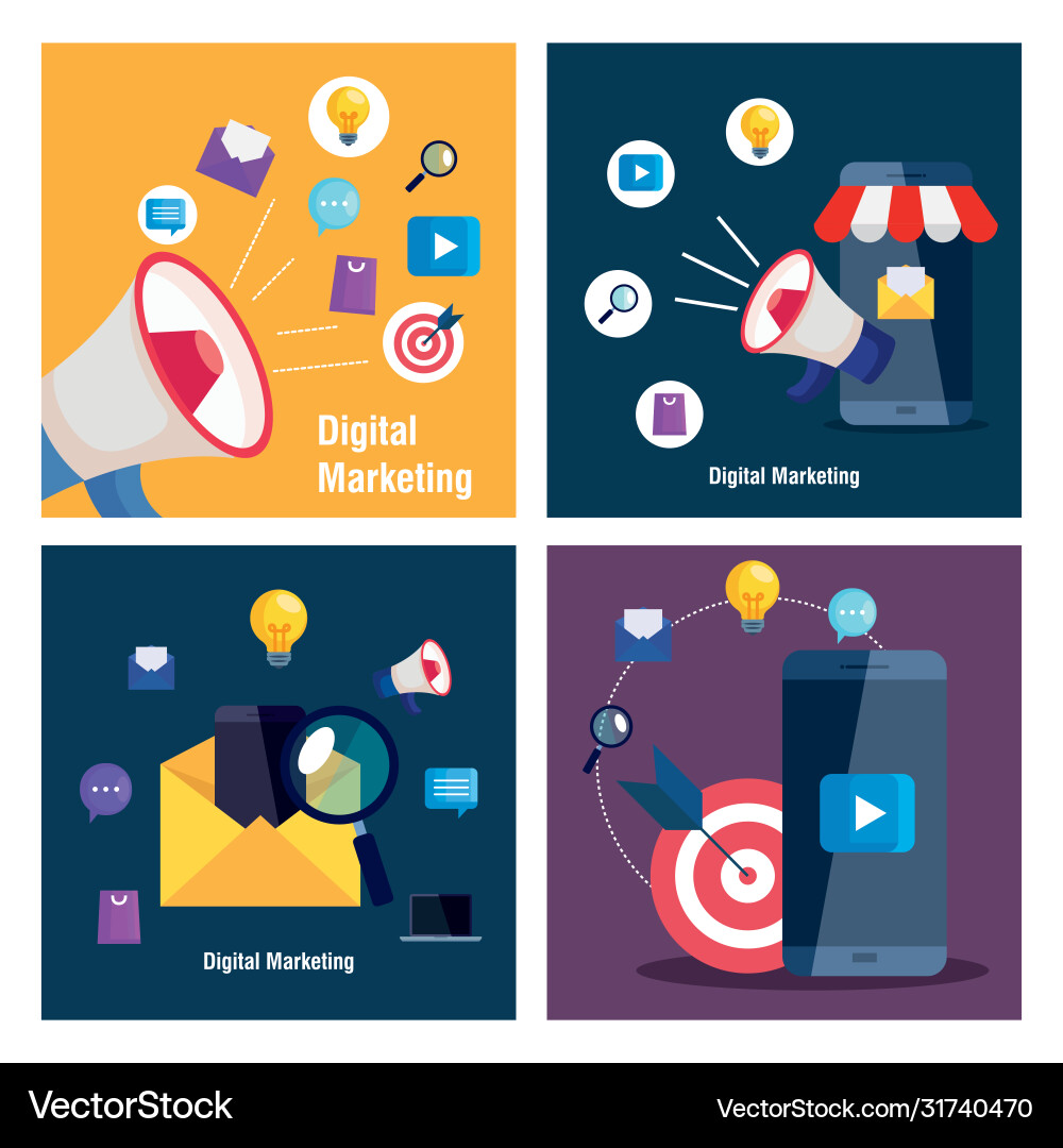 Smartphones and megaphone with icon set digital Vector Image