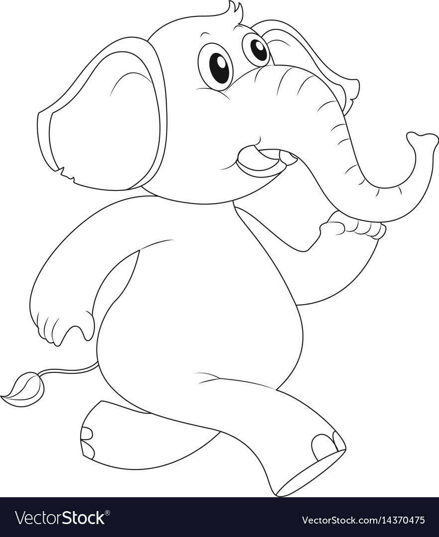 Animal outline for elephant running Royalty Free Vector