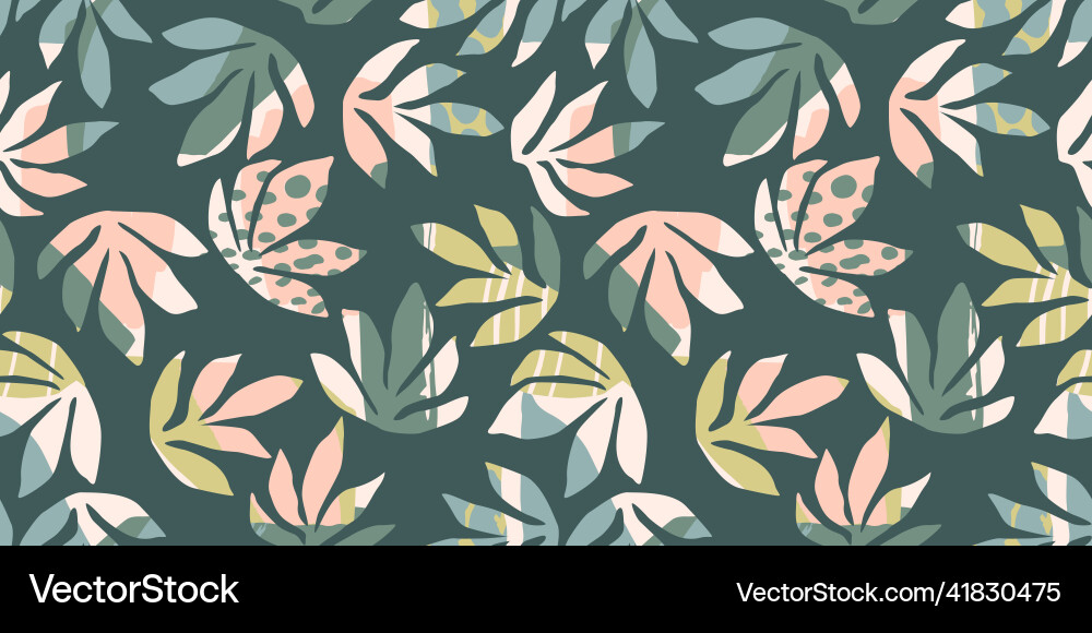 Artistic seamless pattern with abstract leaves Vector Image