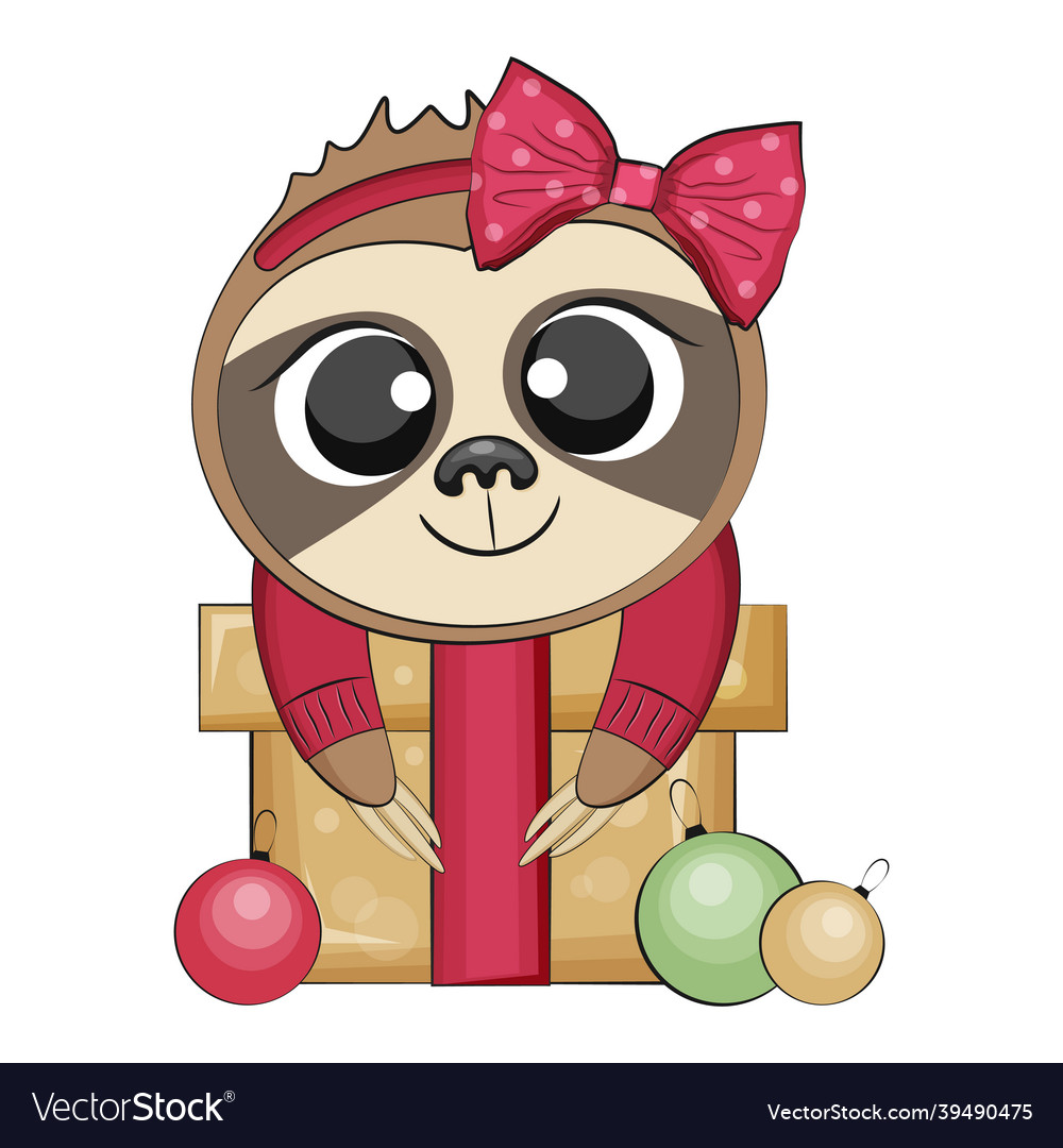 Cute christmas sloth winter holidays Royalty Free Vector