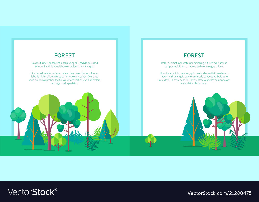 Forest Web Banner With Trees And Bushes Royalty Free Vector