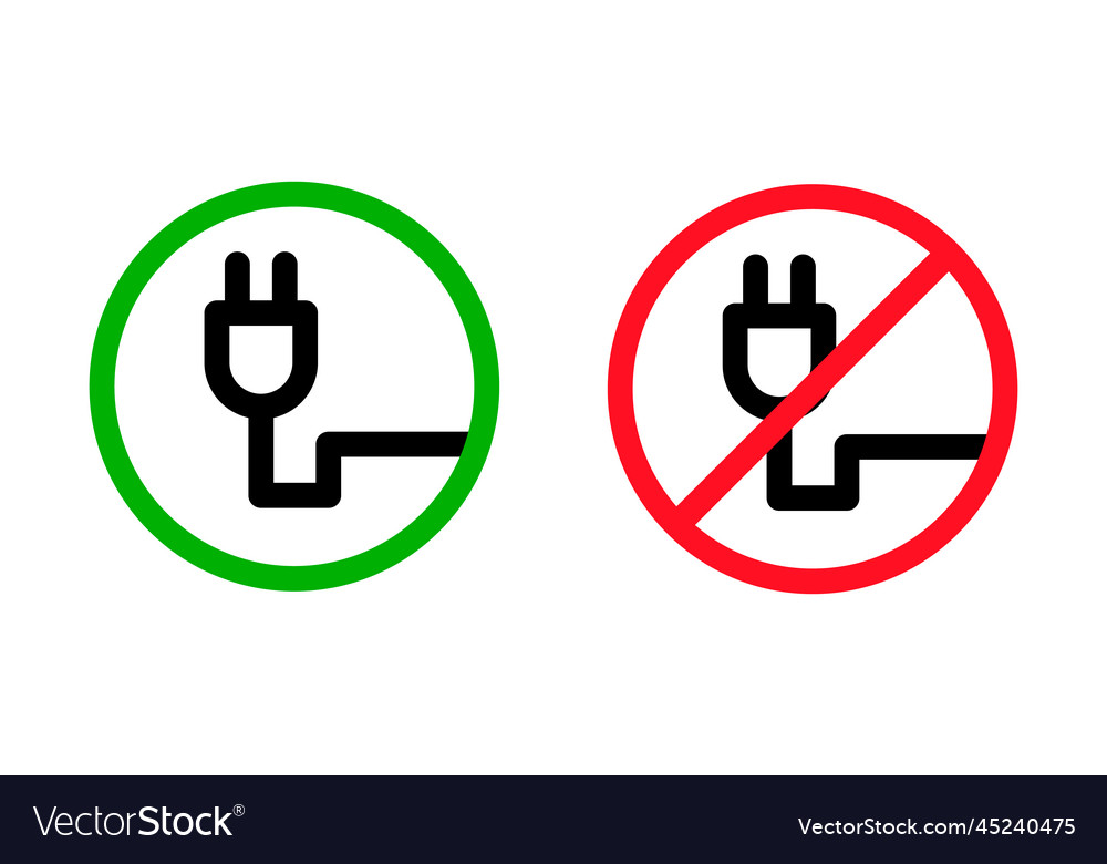 Outlet permitted and not permitted icons Vector Image