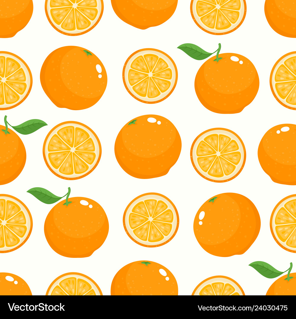 Pattern With Cartoon Oranges Isolated On Vector Image