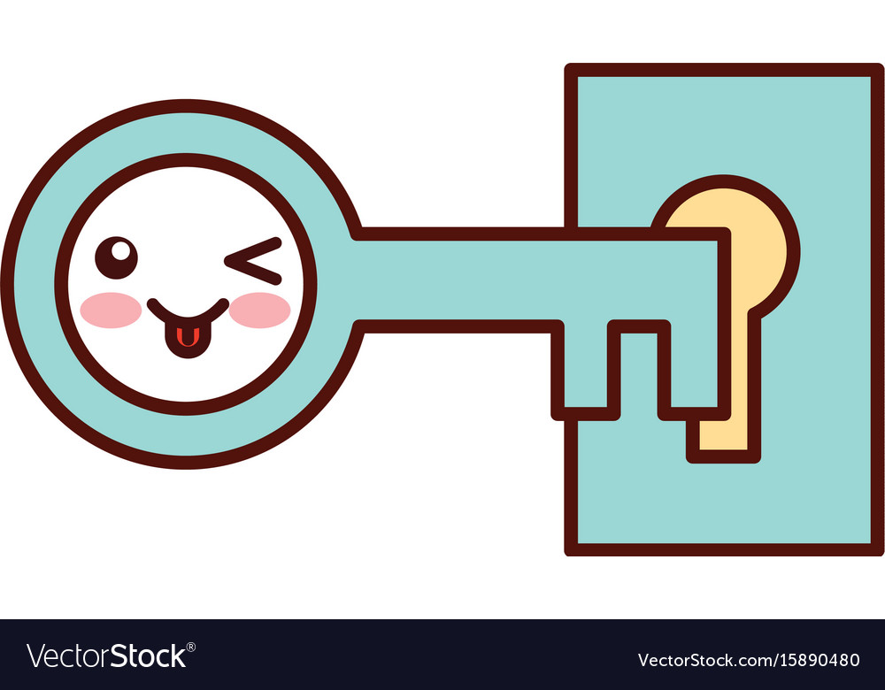 Antique Key Kawaii Character Royalty Free Vector Image