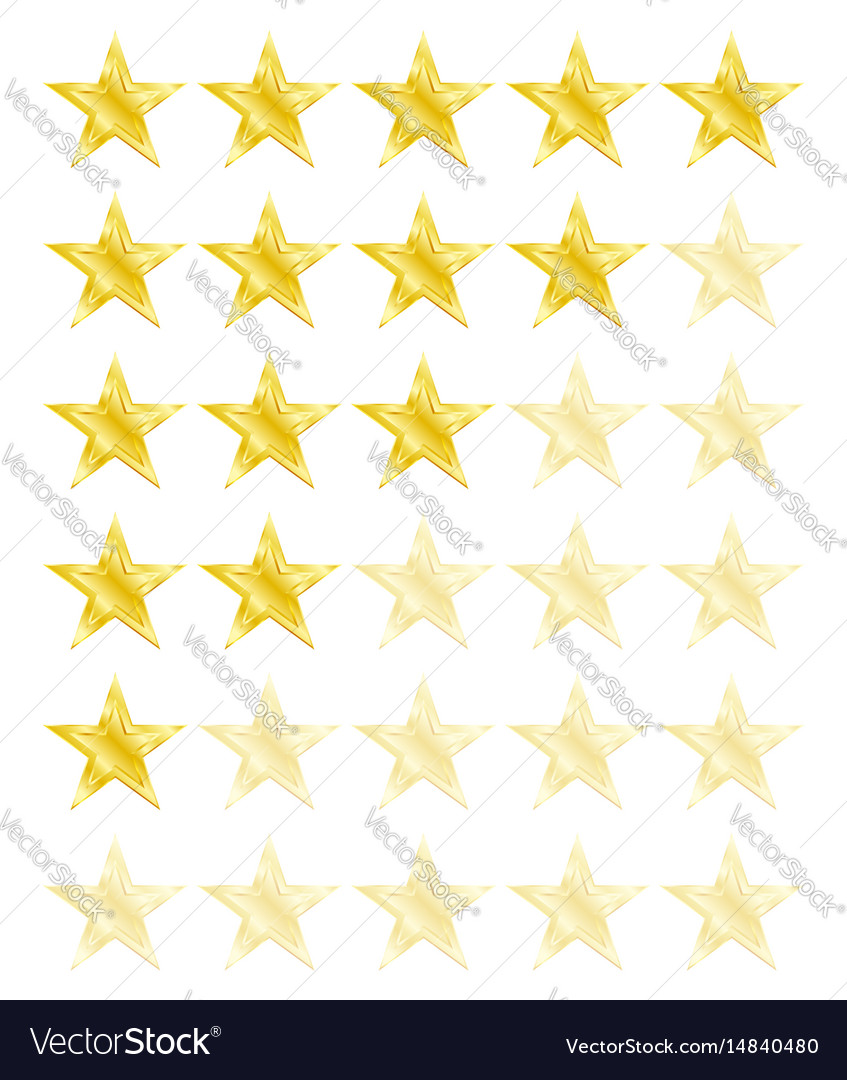 Star rating for 0 - 5 stars best Royalty Free Vector Image