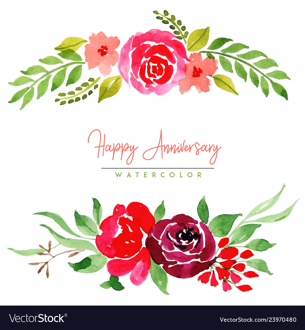 Watercolor floral happy anniversary background Vector Image