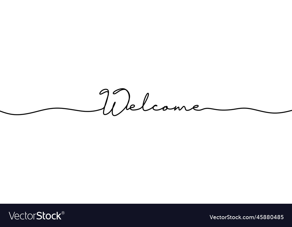 Continuous line drawing of welcome text Royalty Free Vector