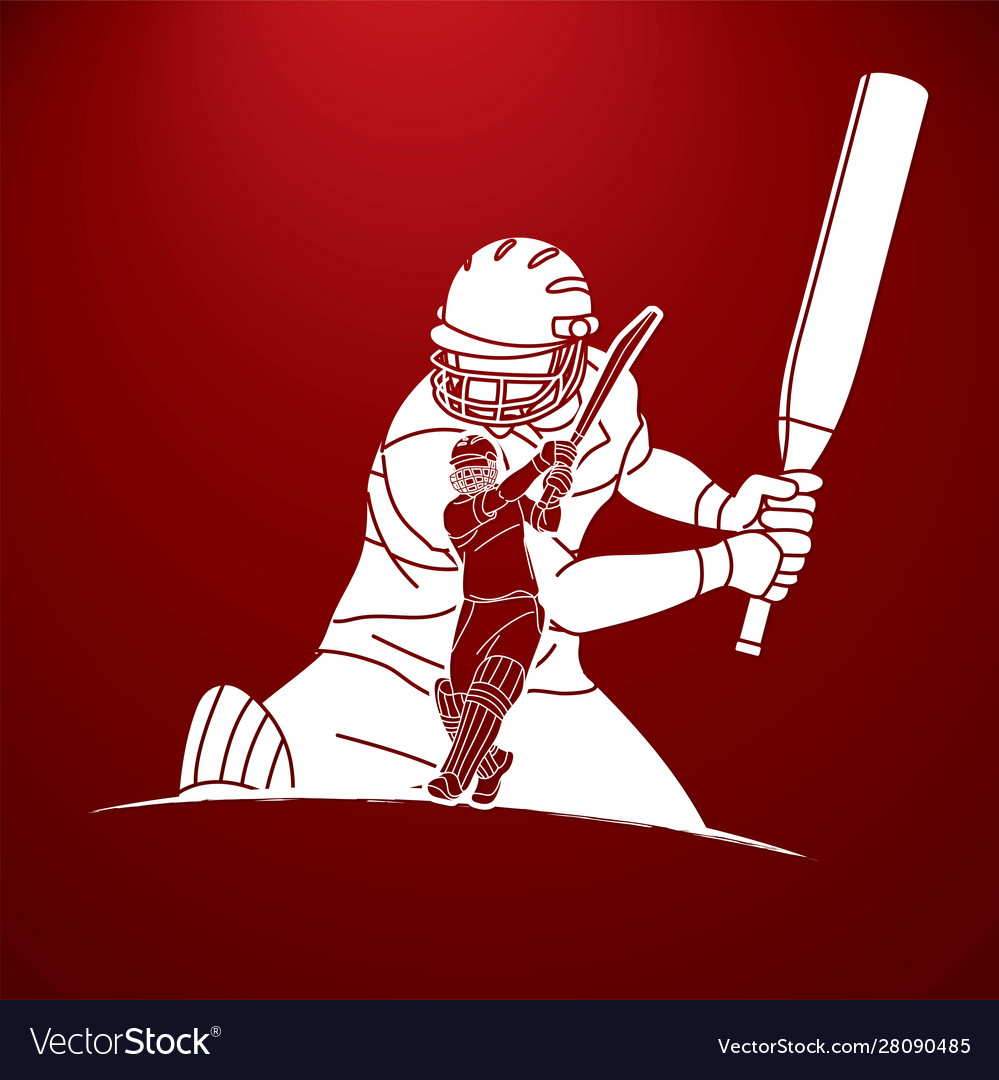 Cricket players action cartoon sport graphic Vector Image