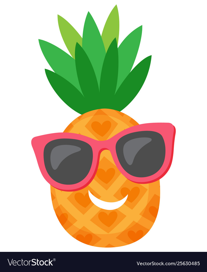 Pineapple with foliage serving as cool hairstyle Vector Image