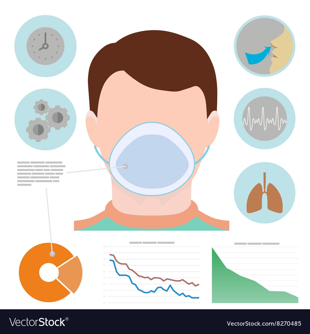 Respiratory infographic man in respiratory mask Vector Image