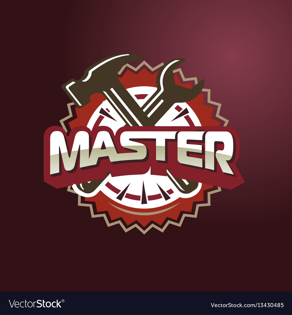 Text master hammer and wrench Royalty Free Vector Image