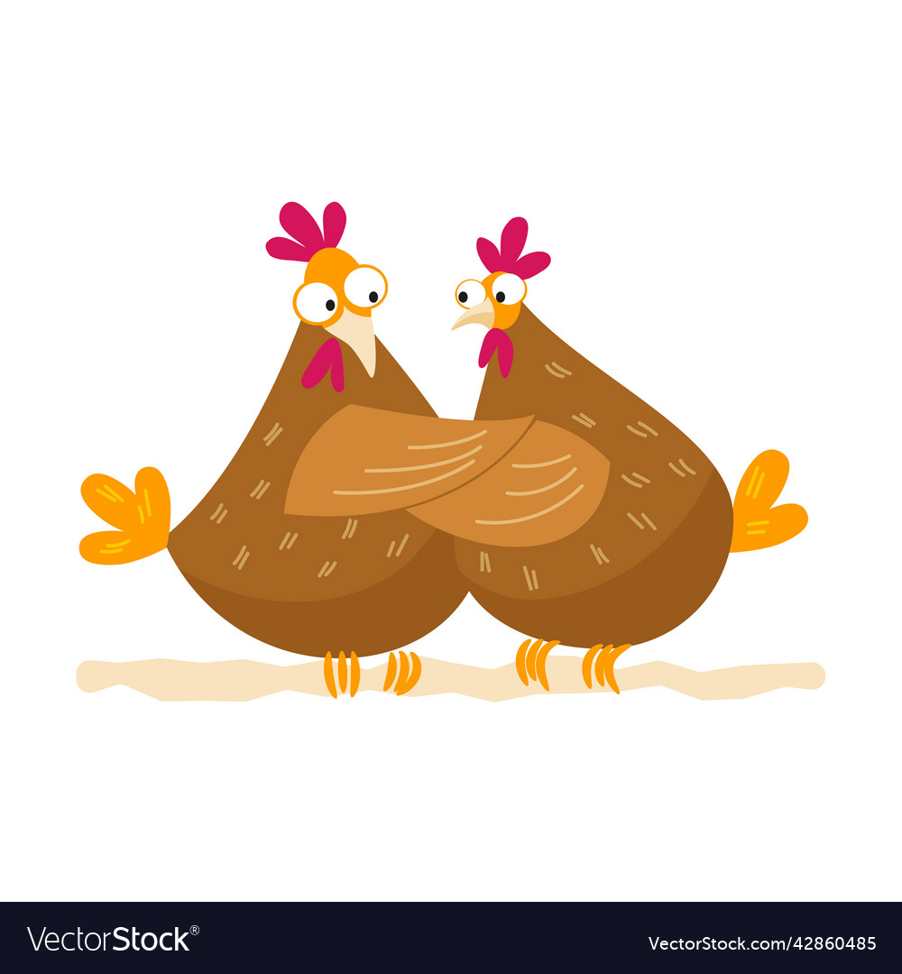 Two Funny Hens Royalty Free Vector Image Vectorstock