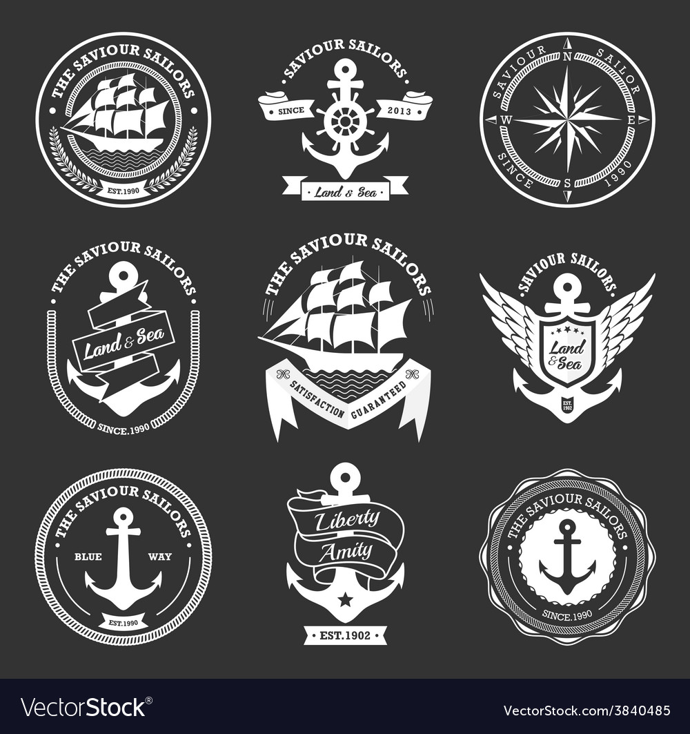 Vintage retro nautical badges and labels Vector Image