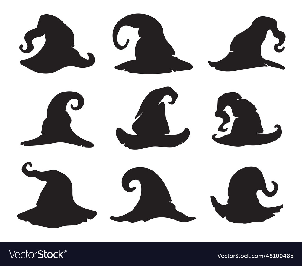 Witch magic hat hat element silhouette Royalty Free Vector