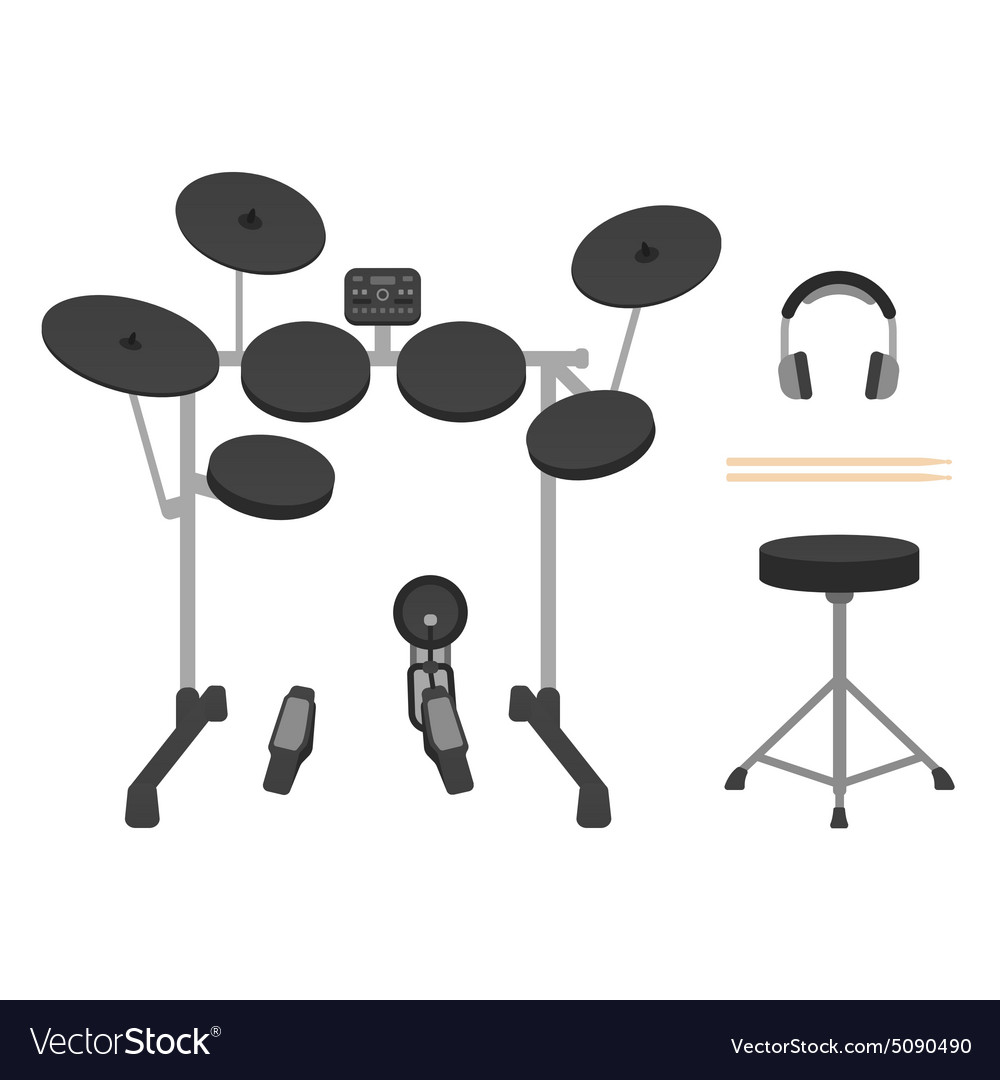 Electronic drum set headphones drumsticks