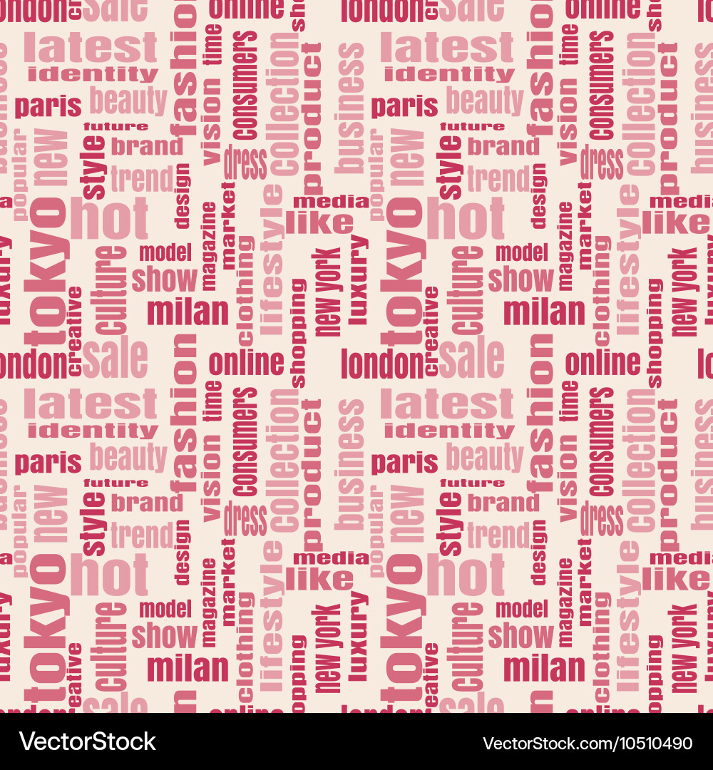 Fashion keywords tag cloud seamless backdrop Vector Image