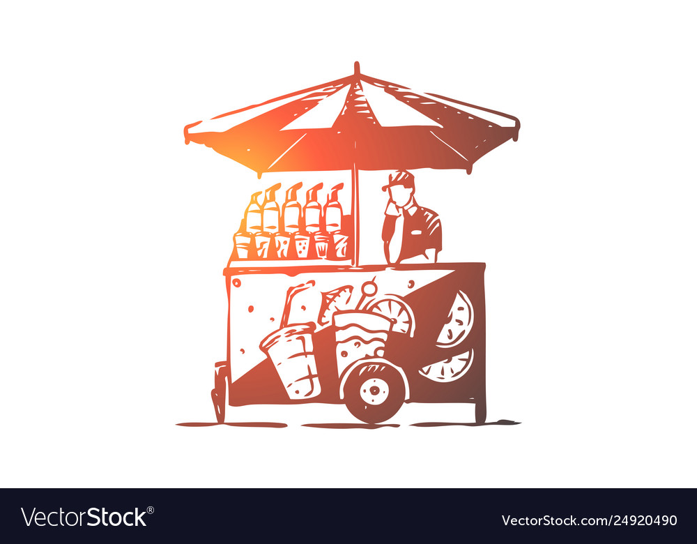 Fresh car drink cocktail street concept Royalty Free Vector