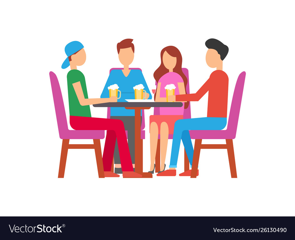 Friends drinking beer in pub people relaxing Vector Image