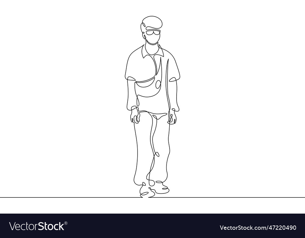 One continuous linejapanese modern fashion youth Vector Image