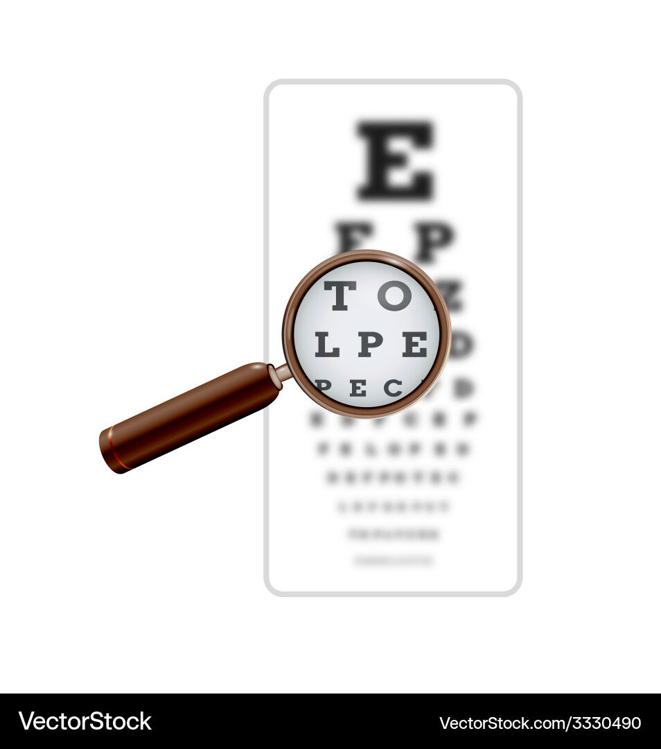 Sharp And Unsharp Snellen Chart With Magnifying Vector Image