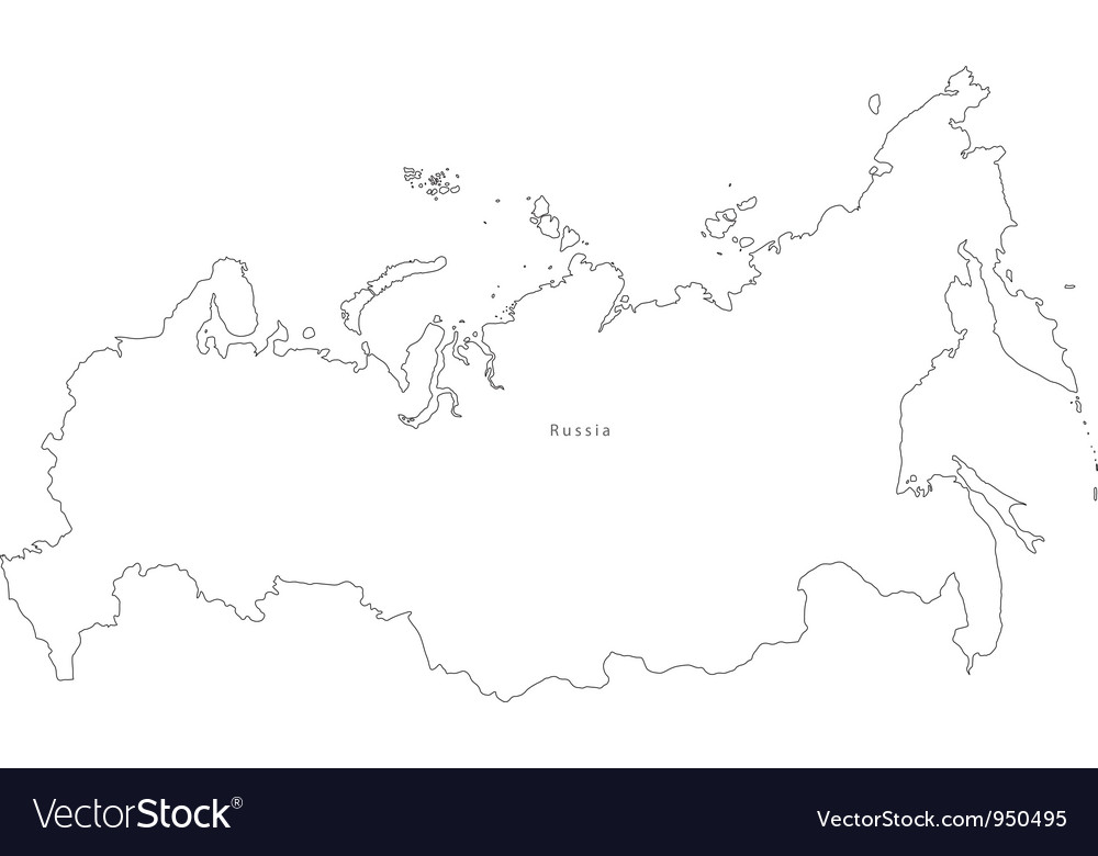 Black white russia outline map Royalty Free Vector Image