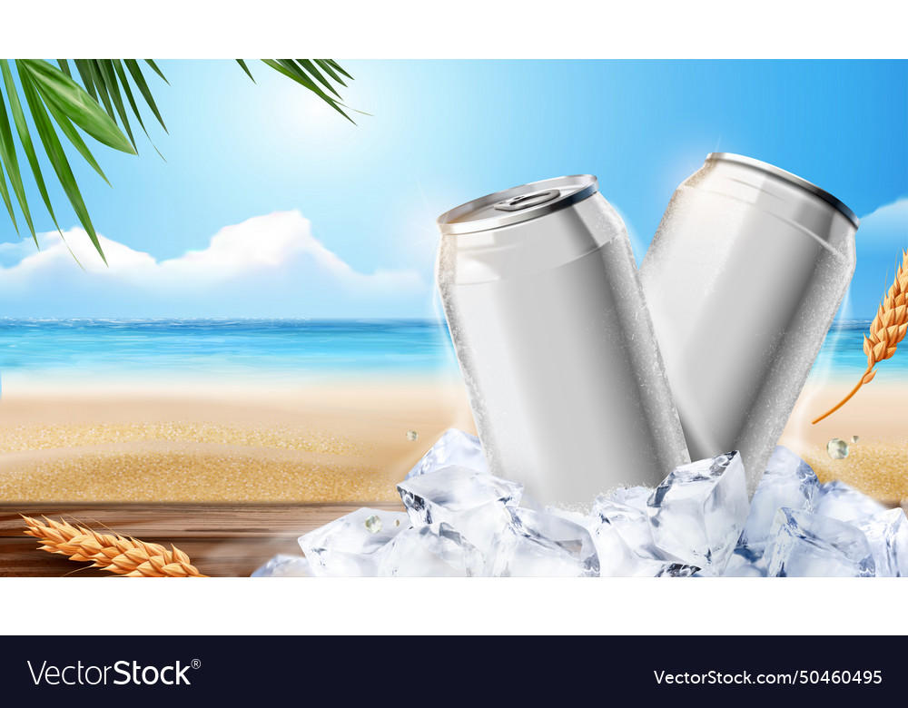 Blank iced cold beverage can