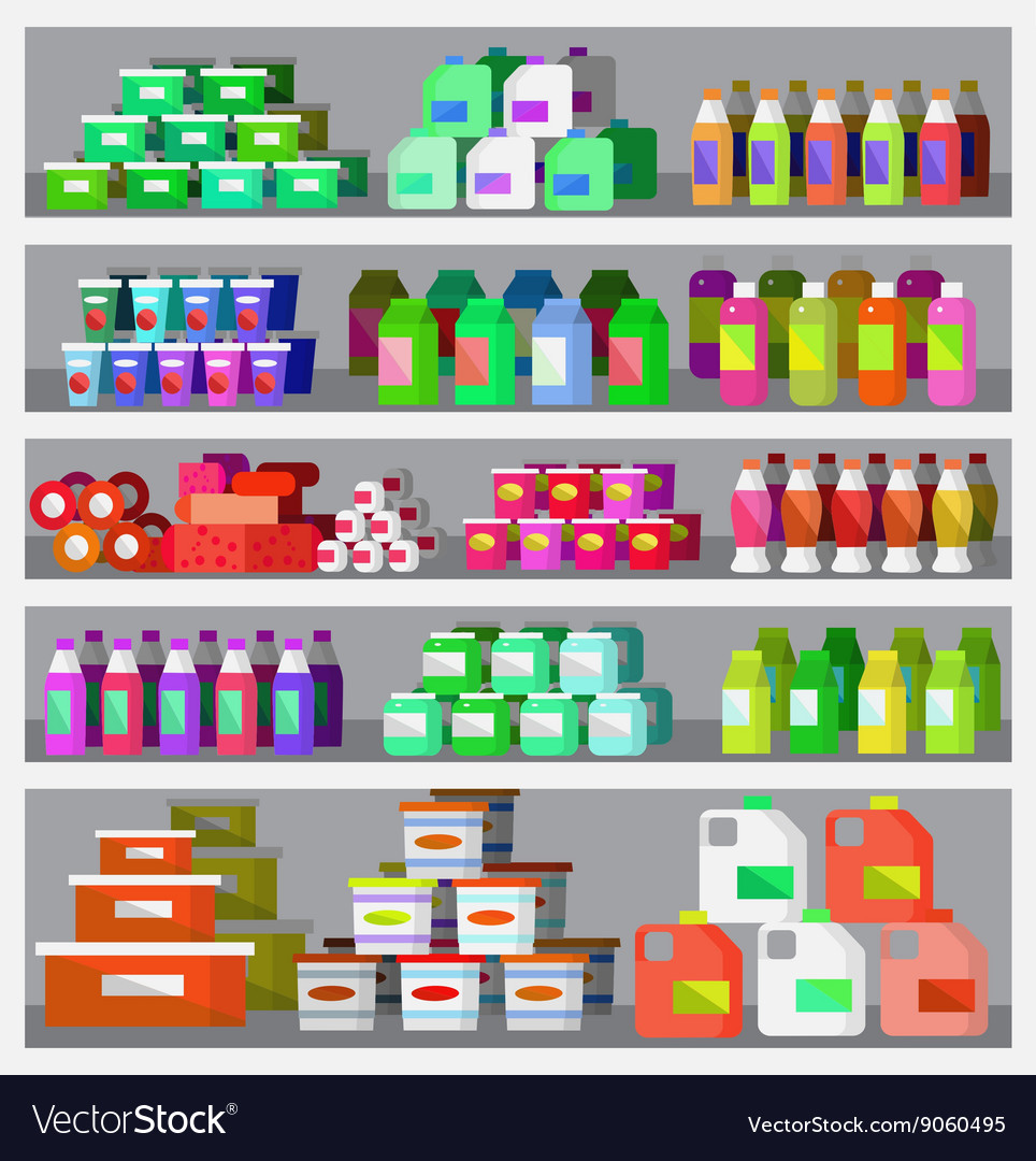 Shop Supermarket Flat Royalty Free Vector Image