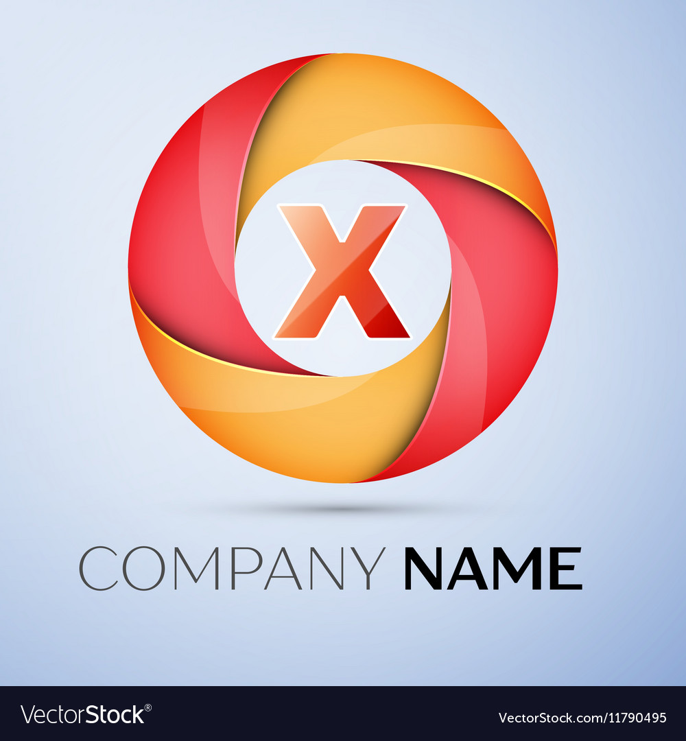 X letter colorful logo in circle template