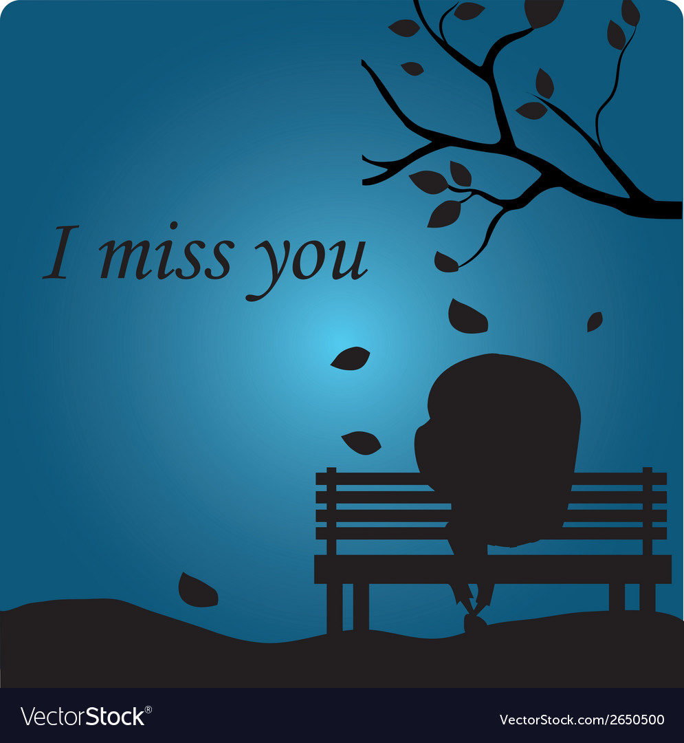 An i miss you message in a blue background Vector Image