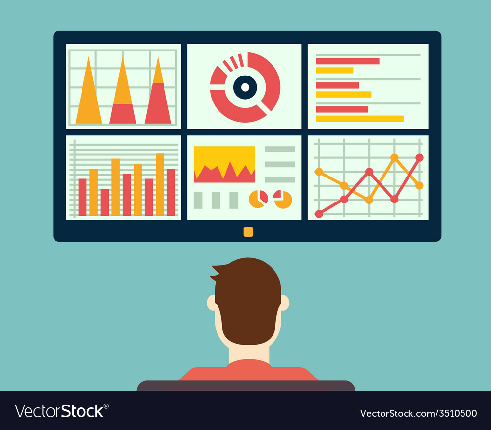 Analysis of information on the dashboard Vector Image