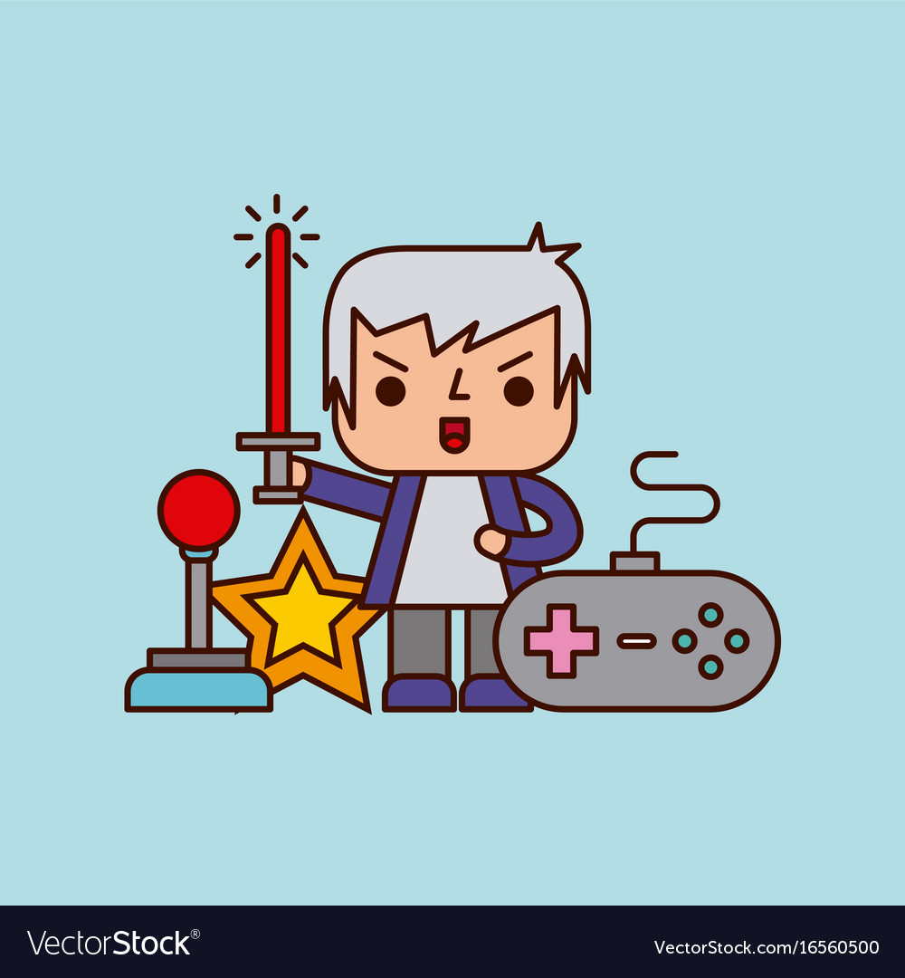 Free Vector, Character playing videogame