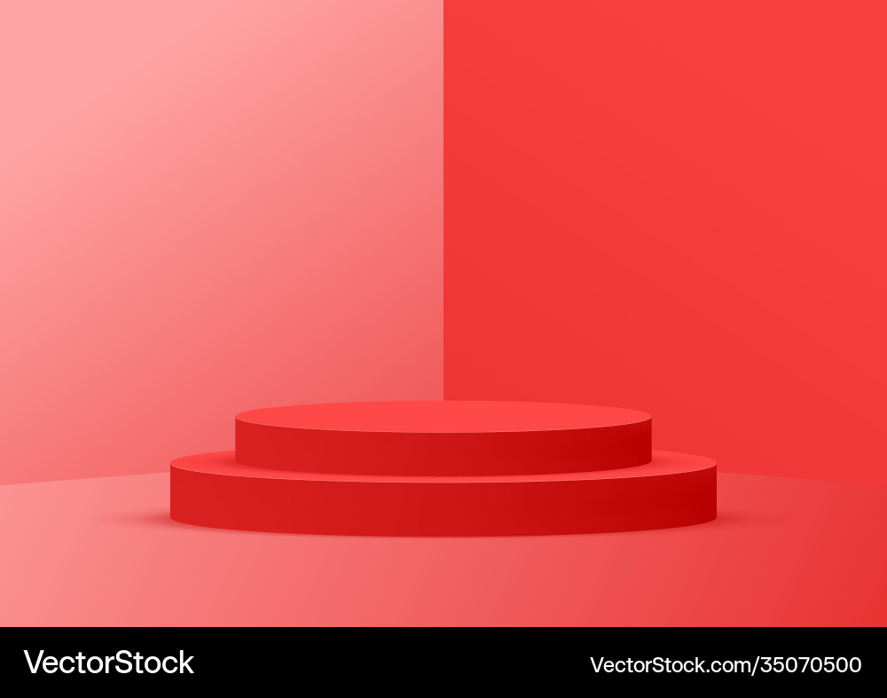 Empty podium studio red background Royalty Free Vector Image