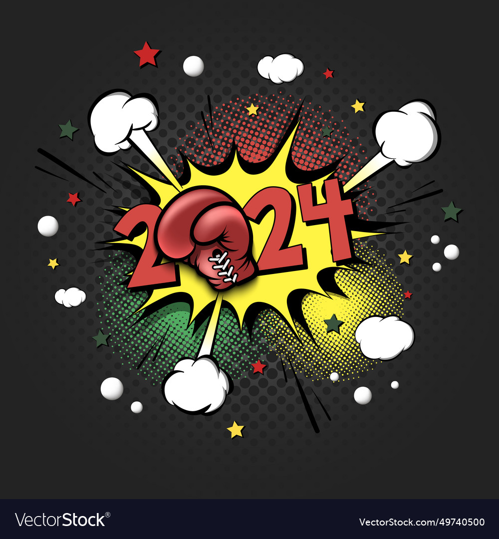 Happy New Year 2024 And Boxing Glove Royalty Free Vector