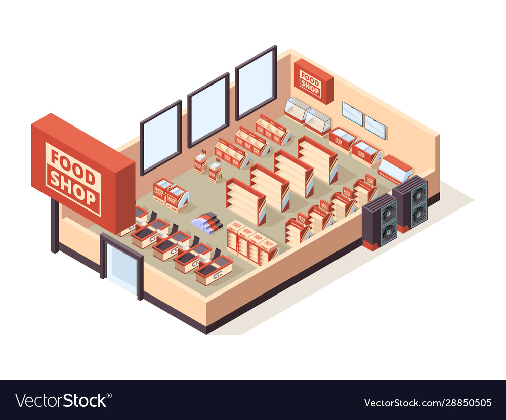 Grocery Shop Interior Supermarket Indoor Vector Image