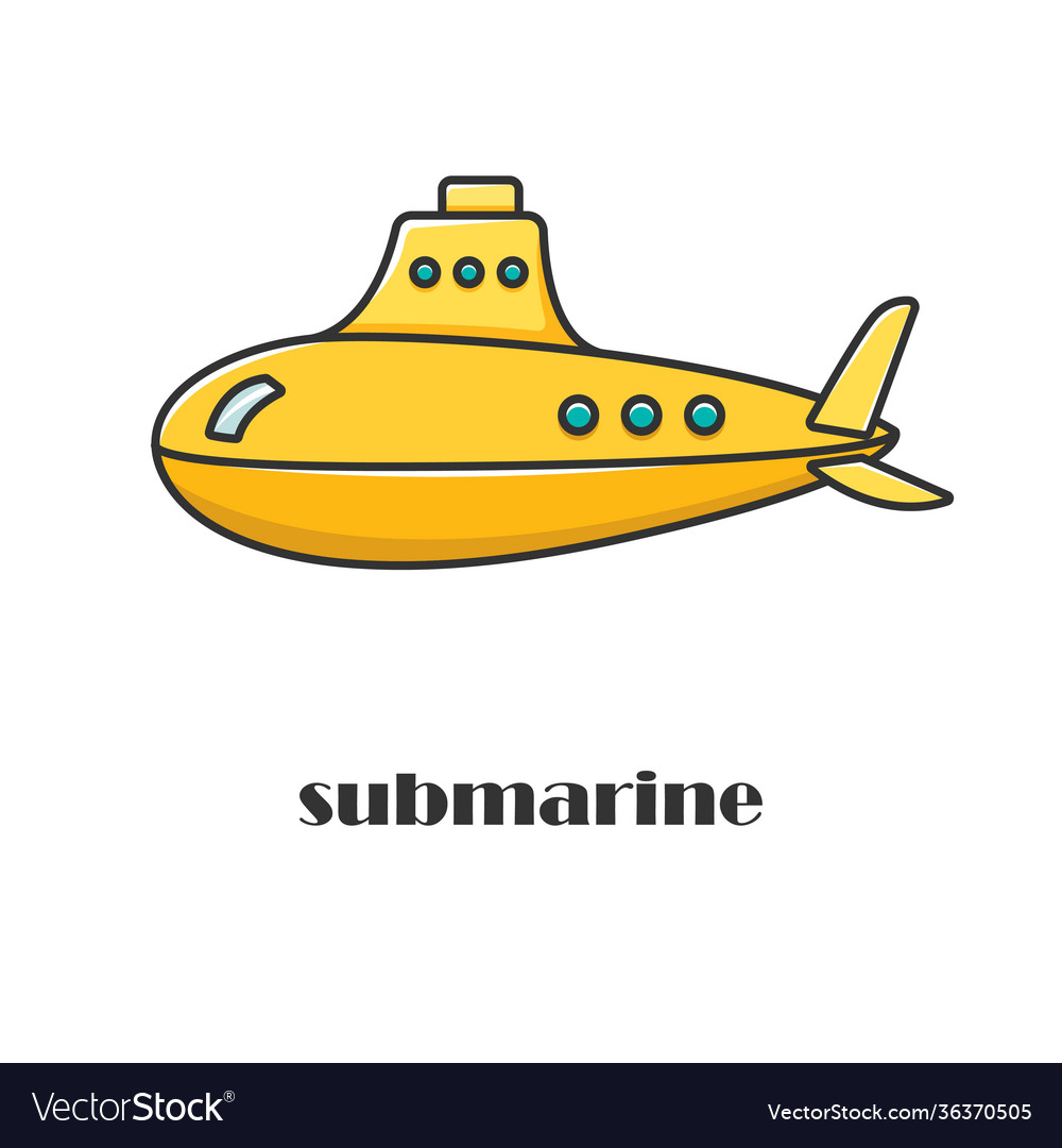 Yellow submarine military vessels navy Royalty Free Vector