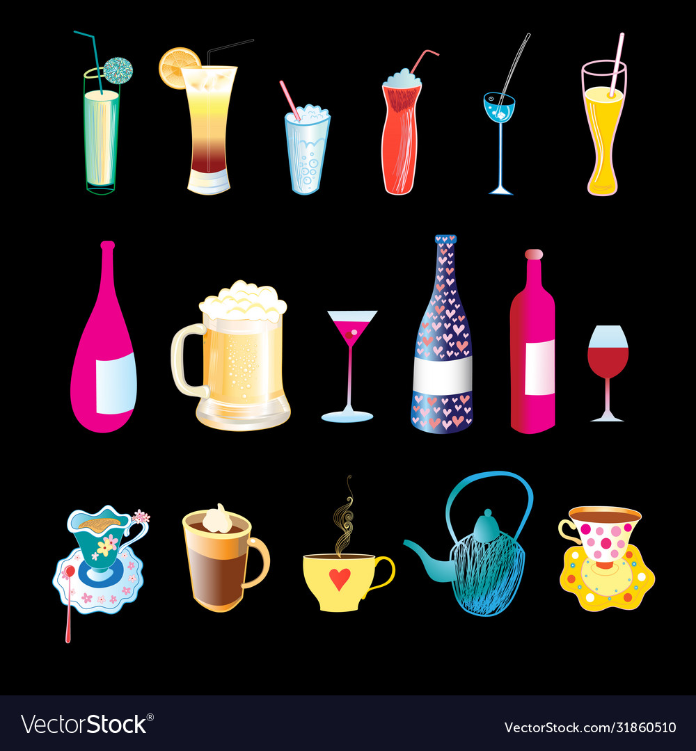 Beverages in bottles Royalty Free Vector Image