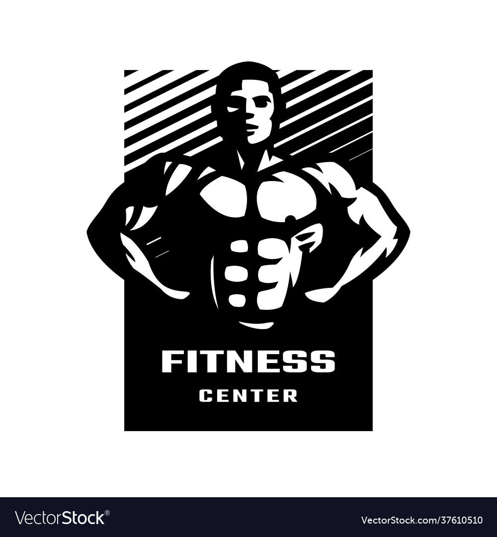 Figure a posing athlete fitness center Royalty Free Vector