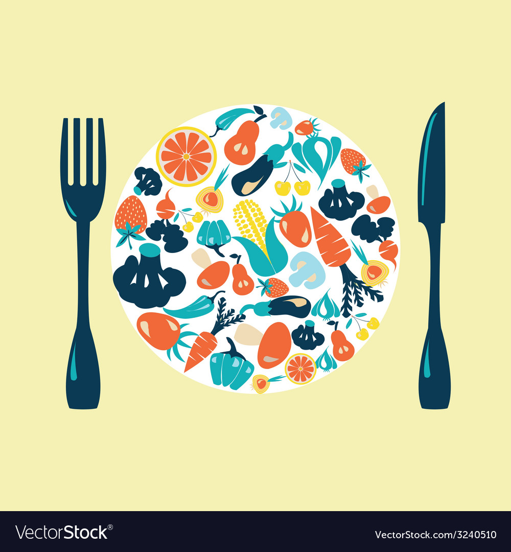 Healthy food icons set vegetable Royalty Free Vector Image