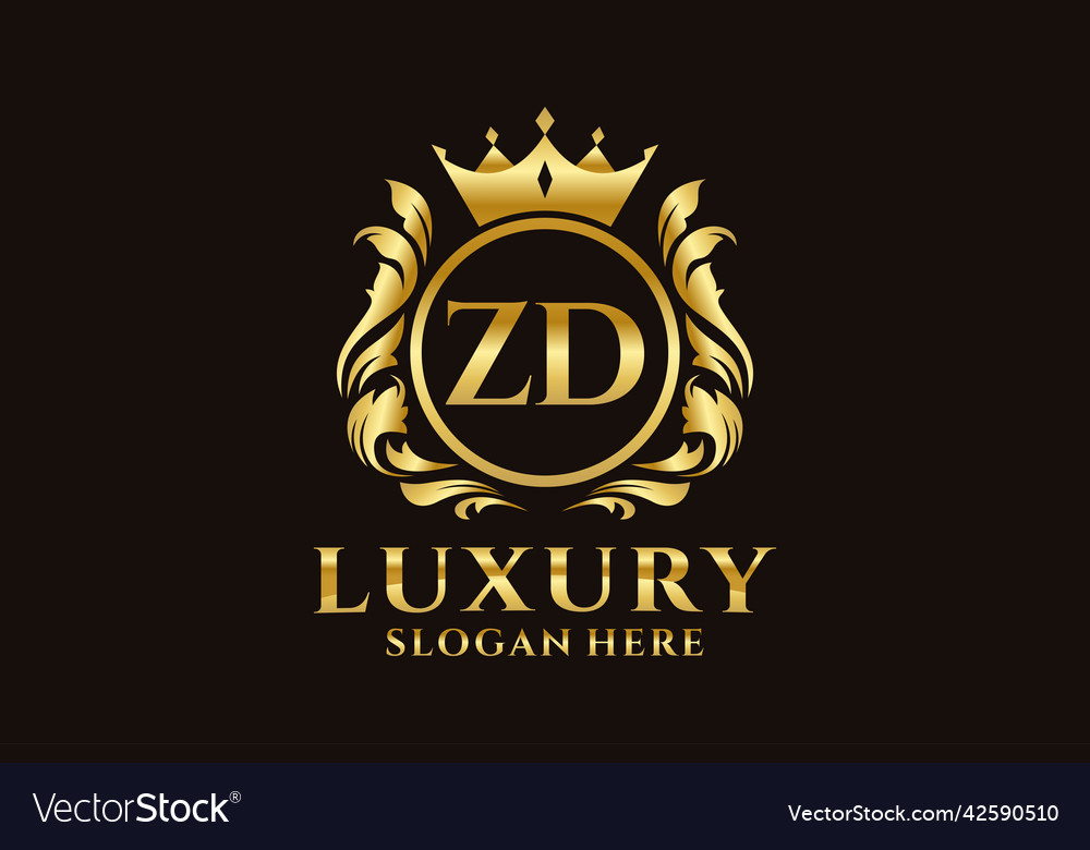 Initial zd letter royal luxury logo template Vector Image